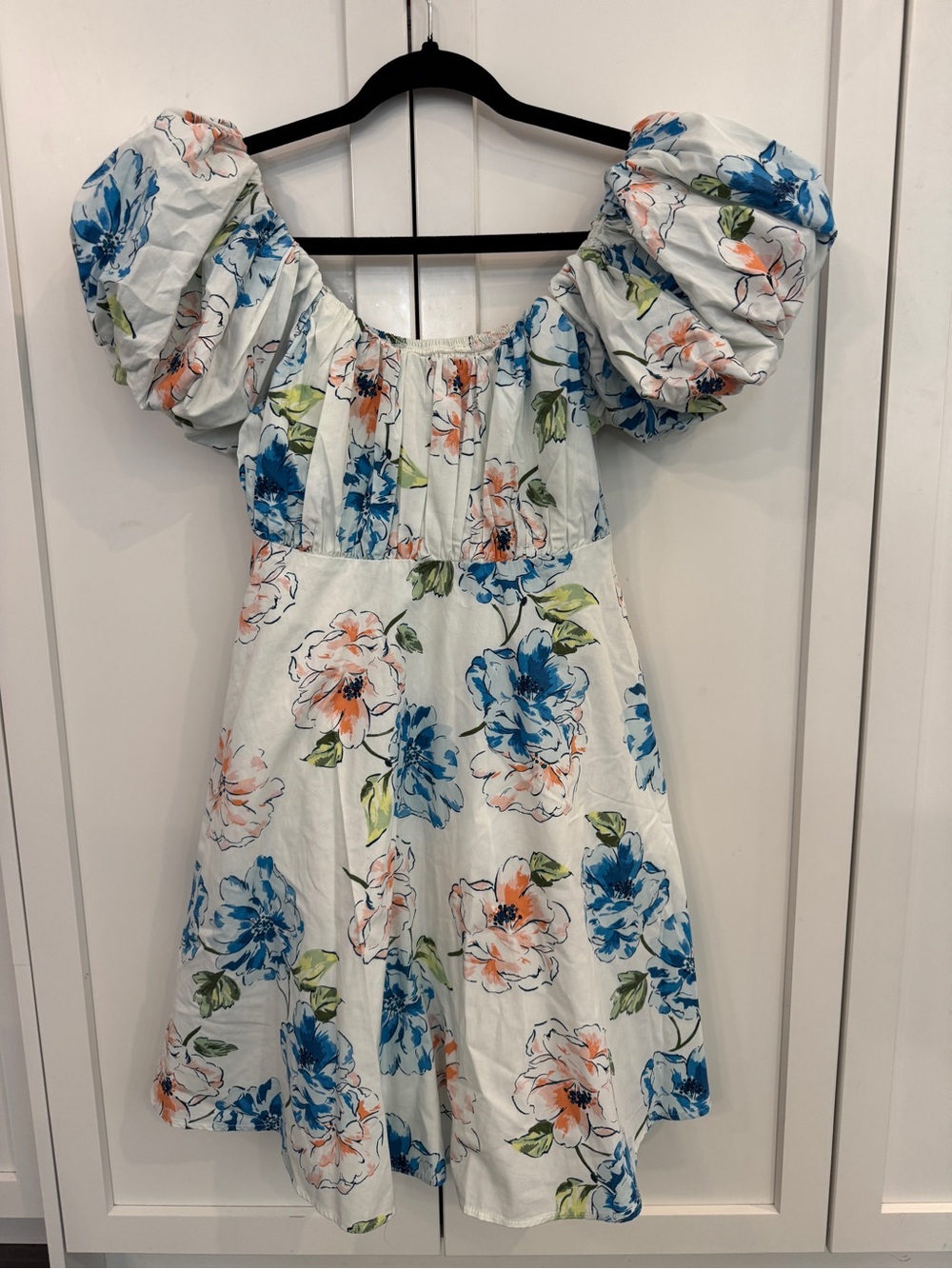 Abercrombie & Fitch White Dress with Blue and Coral Floral Print